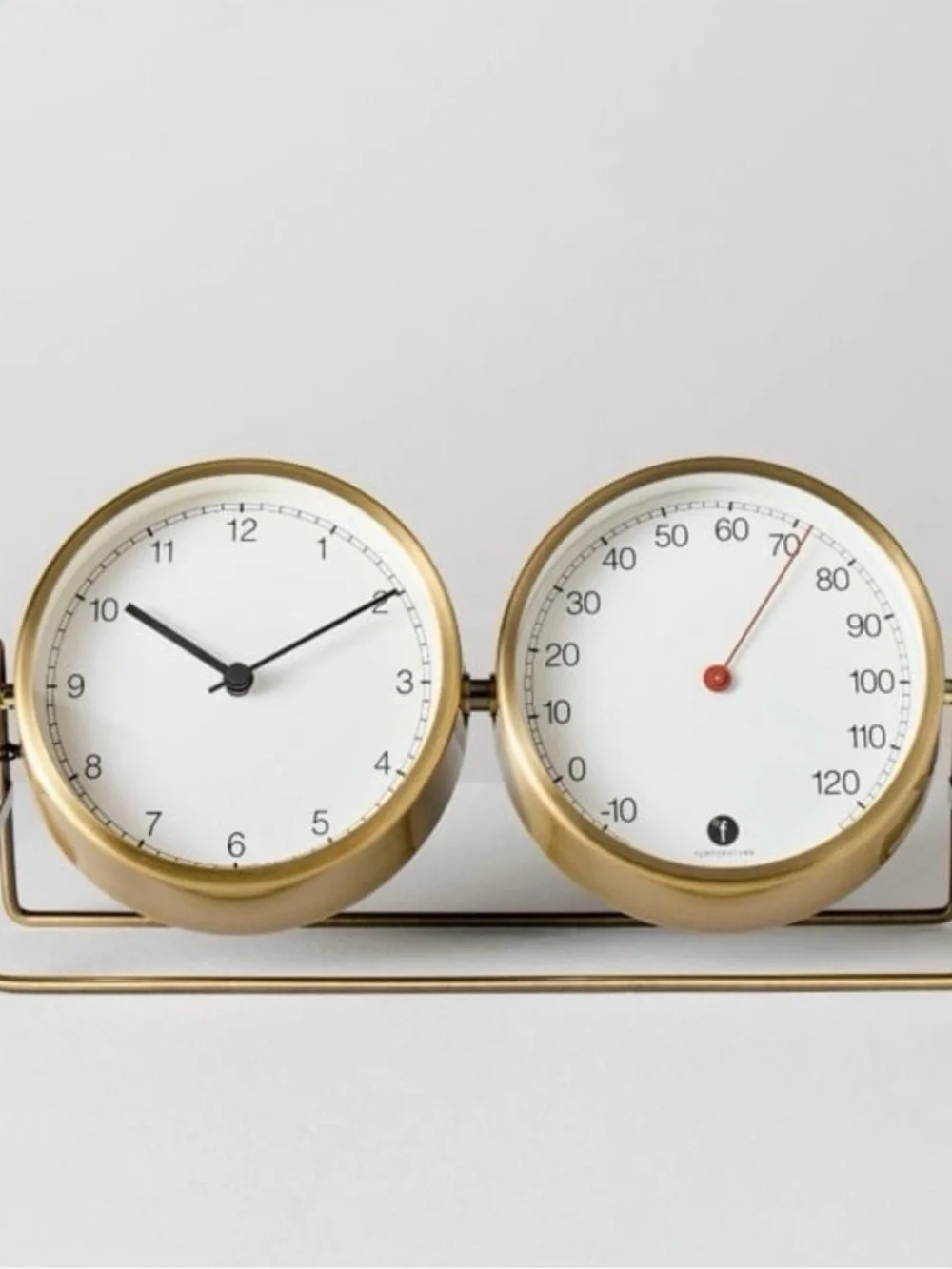 NWT, Hearth & Hand Brass-Tone Clock and Thermometer in White and Gold